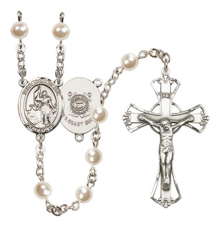 Silver-Plated 6mm Saint Joan of Arc /Coast Guard Rosary