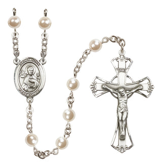 Silver-Plated 6mm Saint John the Apostle  Engraved Catholic Rosaries