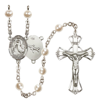 Silver Plated 6mm Faux Pearl Saint Joseph of Cupertino Rosary