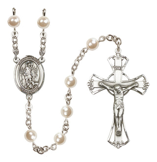 Silver-Plated 6mm Saint Lazarus  Engraved Catholic Rosaries