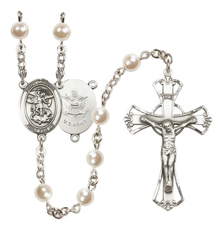 Silver-Plated 6mm Saint Michael / Army Rosary