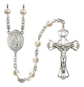 Silver-Plated 6mm Saint Louis  Engraved Catholic Rosaries