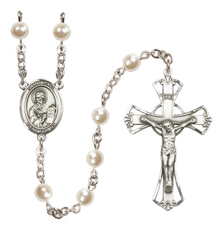 Silver Plated 6mm Faux Pearl Saint Paul the Apostle Rosary