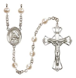 Silver Plated 6mm Faux Pearl Our Lady of Providence Rosary