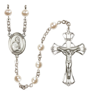 Silver Plated 6mm Faux Pearl Saint Peter the Apostle Rosary