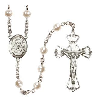 Silver-Plated 6mm Saint Robert Bellarmine  Engraved Catholic Rosaries