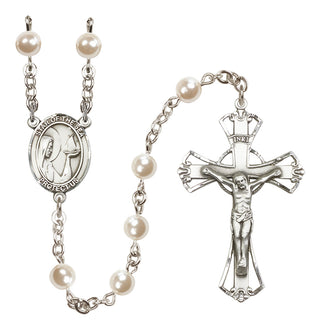 Silver Plated 6mm Faux Pearl Our Lady Star of the Sea Rosary
