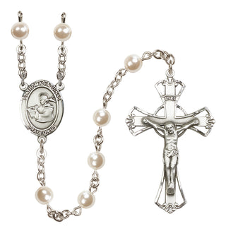 Silver Plated 6mm Faux Pearl Saint Thomas Aquinas Rosary