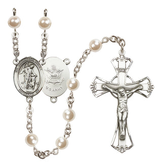 Silver-Plated 6mm Guardian Angel / Army Rosary