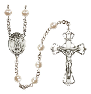Silver-Plated 6mm Guardian Angel w/Child  Engraved Catholic Rosaries