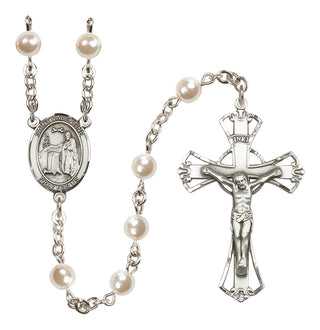 Silver Plated 6mm Faux Pearl Saint Valentine of Rome Rosary