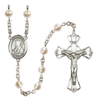 Silver-Plated 6mm Saint Brigid of Ireland  Engraved Catholic Rosaries