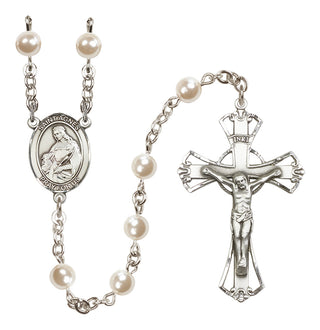 Silver Plated 6mm Faux Pearl Saint Agnes of Rome Rosary