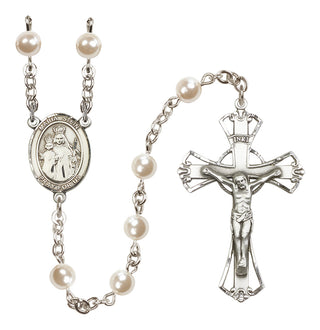 Silver Plated 6mm Faux Pearl Maria Stein Rosary