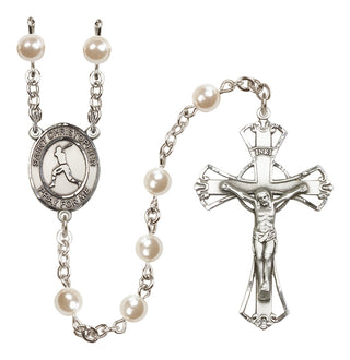 Silver-Plated 6mm Saint Christopher/Baseball Rosary