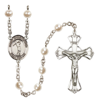 Silver-Plated 6mm Saint Christopher/Golf Rosary