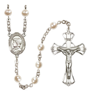 Silver-Plated 6mm Saint Elizabeth Ann Seton  Engraved Catholic Rosaries
