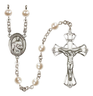 Silver-Plated 6mm Saint Placidus  Engraved Catholic Rosaries