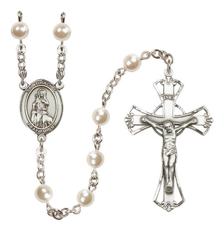 Silver-Plated 6mm Saint Rachel  Engraved Catholic Rosaries