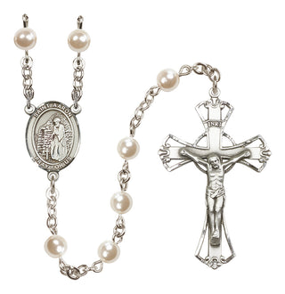 Silver-Plated 6mm Saint Aaron  Engraved Catholic Rosaries