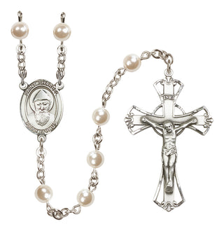 Silver-Plated 6mm Saint Sharbel  Engraved Catholic Rosaries