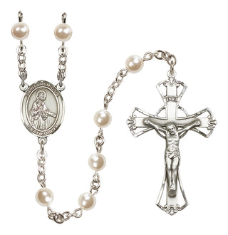 Silver-Plated 6mm Saint Remigius of Reims  Engraved Catholic Rosaries