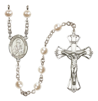 Silver-Plated 6mm Saint Basil the Great  Engraved Catholic Rosaries