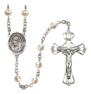 Silver-Plated 6mm Virgen de Lourdes  Engraved Catholic Rosaries