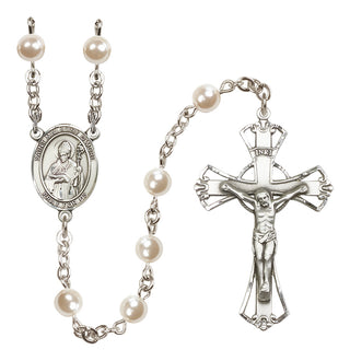 Silver Plated 6mm Faux Pearl Saint Malachy O'More Rosary