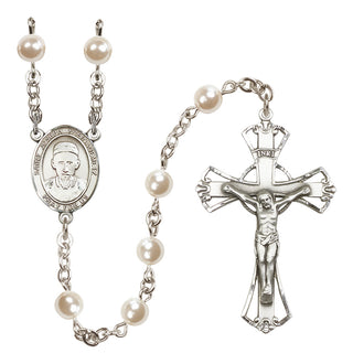 Silver-Plated 6mm Saint Joseph Freinademetz  Engraved Catholic Rosaries