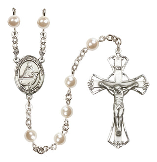 Silver Plated 6mm Faux Pearl Saint Catherine of Sweden Rosary