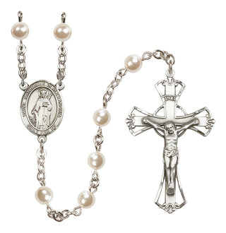 Silver-Plated 6mm Saint Catherine of Alexandria  Engraved Catholic Rosaries