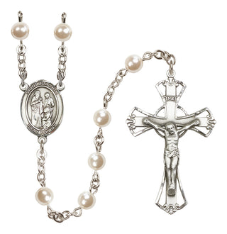 Silver Plated 6mm Faux Pearl Saint Joachim Rosary