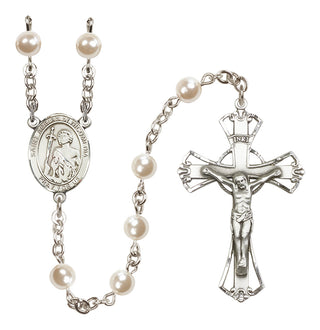 Silver-Plated 6mm Saint Adrian of Nicomedia  Engraved Catholic Rosaries