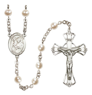 Silver Plated 6mm Faux Pearl Saint Dunstan Rosary