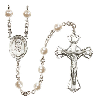 Silver-Plated 6mm Saint Josephine Bakhita  Engraved Catholic Rosaries