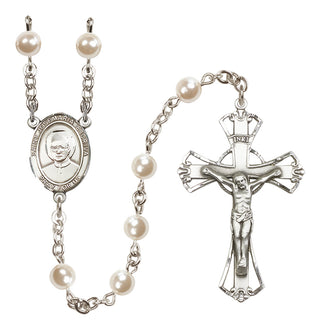 Silver Plated 6mm Faux Pearl Saint Josemaria Escriva Rosary