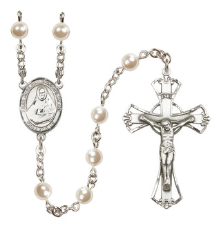 Silver Plated 6mm Faux Pearl Saint Rose Philippine Duchesne Rosary