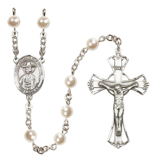Silver-Plated 6mm Saint Andrew Kim Taegon  Engraved Catholic Rosaries