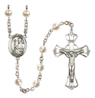 Silver-Plated 6mm Saint Regis  Engraved Catholic Rosaries