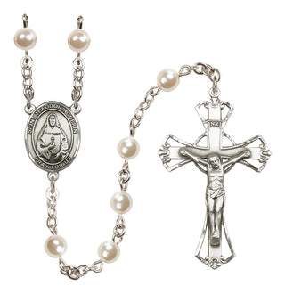 Silver-Plated 6mm Saint Theodora  Engraved Catholic Rosaries
