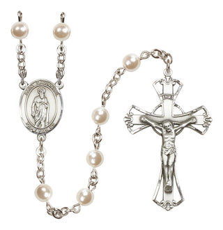 Silver-Plated 6mm Saint Nathanael  Engraved Catholic Rosaries