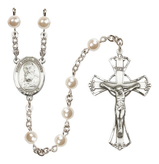 Silver-Plated 6mm Saint Daniel Comboni  Engraved Catholic Rosaries