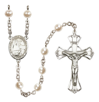 Silver Plated 6mm Faux Pearl Saint Jeanne Chezard de Matel Rosary