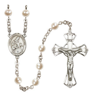 Silver Plated 6mm Faux Pearl Saint Margaret of Scotland Rosary