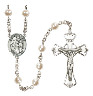 Silver-Plated 6mm Guardian Angel w/Children  Engraved Catholic Rosaries