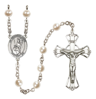 Silver-Plated 6mm Guardian Angel of the World  Engraved Catholic Rosaries