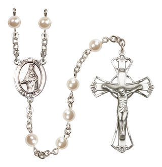 Silver-Plated 6mm Saint Emma Uffing  Engraved Catholic Rosaries