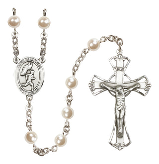 Silver-Plated 6mm Saint Sebastian /Track&Field-Men Rosary