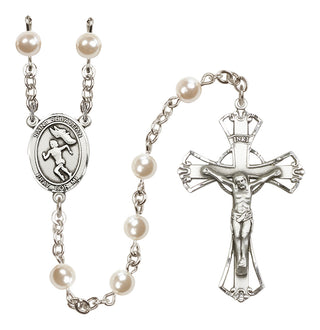 Silver-Plated 6mm Saint Sebastian /Track&Field-Women Rosary